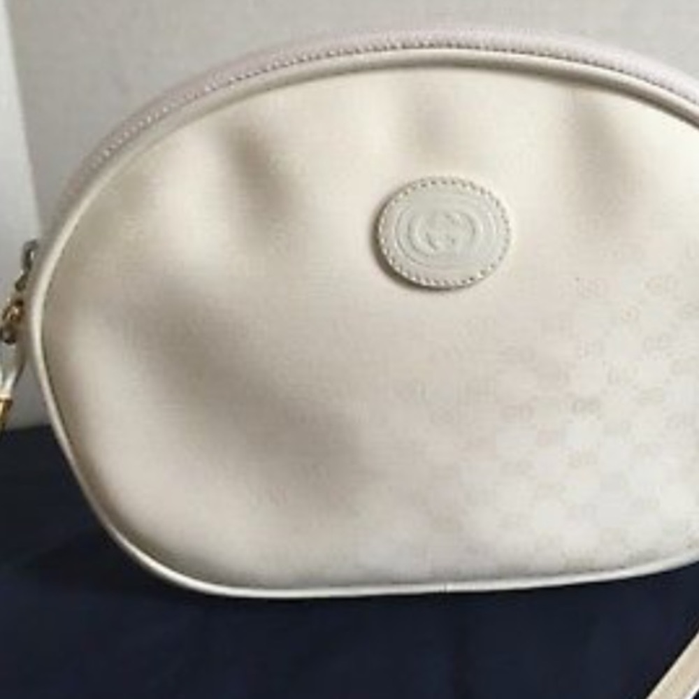 Vintage Gucci White Leather Shoulder Bag
